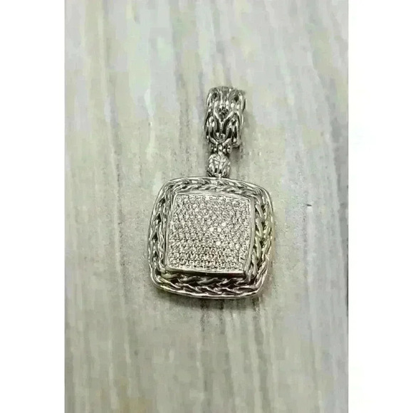 John Hardy Sterling Silver Classic Chain Enhancer with Pave Diamonds - Picture 2 of 8